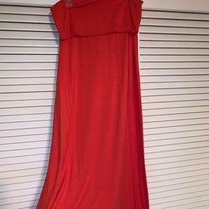 Fold over burnt orange long skirt